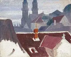 Egon Schiele, Ansicht des Stiftes Klosterneuburg, 1907.