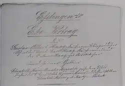 Ausschnitt aus dem Ehevertrag mit Gustav Haag