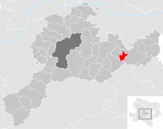 Lage der Gemeinde Eichgraben im Bezirk St. Pölten-Land (anklickbare Karte)