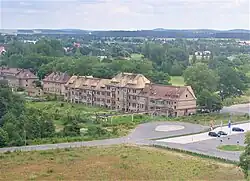 Die Beamtenwohnhäuser kurz vor ihrem Abriss vom Wasserturm aus gesehen. (2009)