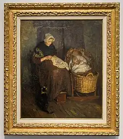 Larener Frau an der Wiege