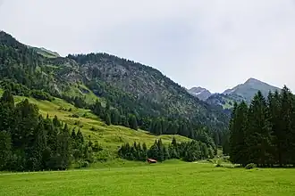 Der Einödsberg von Birgsau-Eschbach aus