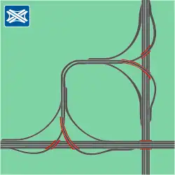 Autobahnkreuz, „Einquadrantenlösung“