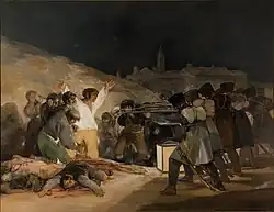 Historie. Francisco de Goya: Der 3. Mai 1808. Die Erschießung der Aufständischen, 1814.