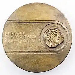 Eligiuspreis-Medaille (von 1992 bis 2019 vergebene Form) des Preisträgers Peter Götz Güttler (Bronzierter Weißmetallguss, 106 mm, um 700 g)