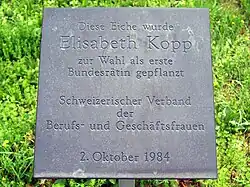 Elisabeth-Kopp-Eiche zur Wahl als erste Bundesrätin, Schweizerischer Verband der Berufs- und Geschäftsfrauen, 2. Oktober 1984