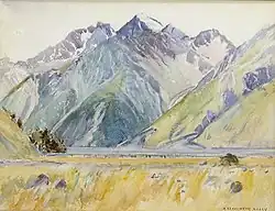 Aquarell einer Berglandschaft