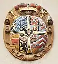 Pfarrhaus in Ellwangen, erbaut 1717, Wappen aus der Zeit in welcher Franz Ludwig Erzbischof von Trier war