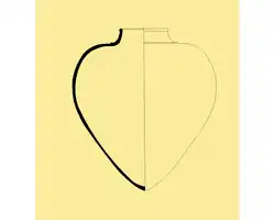 Elmpter Amphore Randtyp C (Kragenrand) mit Spitzboden.