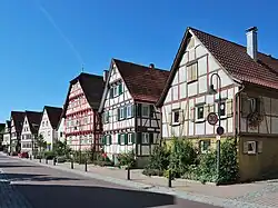 Fachwerkhäuser in der Carl-Schmincke-Straße in Eltingen