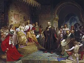 Columbus Before the Queen von Emanuel Leutze, 1843