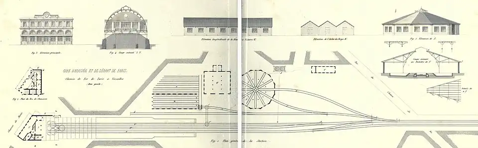 Bahnsteig Maine von 1840 und erstes Betriebswerk