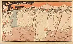 Emil Orlik: Japanische Pilger auf dem Weg zum Fujiyama, 1900, Farbholzschnitt