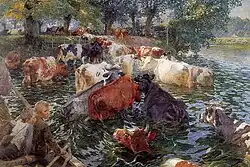 Emile Claus: Vaches traversant la Lys