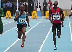 Adama Jammeh (rechts) Rang fünf in 20,79&nbsp;s