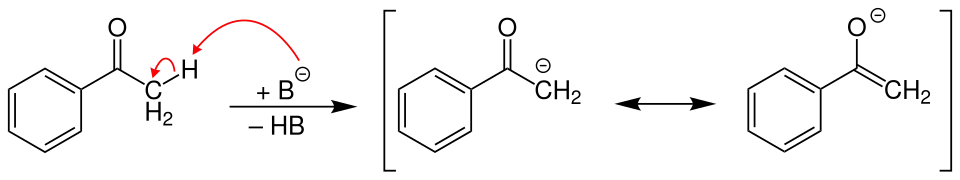 Deprotonierung von Acetophenon zum resonanzstabilisierten Enolat