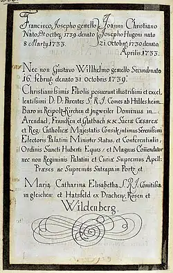 Epitaphinschrift „von Hillesheim“, aus dem Thesaurus Palatinus