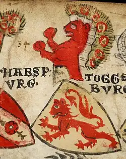 Stammwappen der Habsburger in der Zürcher Wappenrolle um 1340