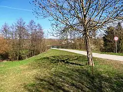 Staudamm des Hochwasserrückhaltebeckens