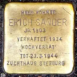 Stolperstein für Erich Sander (Dürener Str. 201)