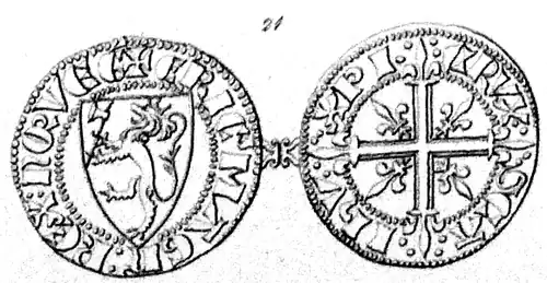 Erste Münze Norwegen mit dem Reichswappen (1285).