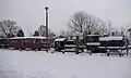 Historische Züge und Lokomotiven am stillgelegten Bahnhof Kriegenbrunn, Dezember 2010