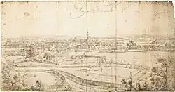 Blick vom Burgberg auf die Erlanger Innenstadt, 1732, …