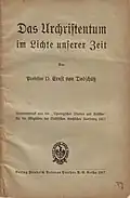 Sonderdruck-Titel Das Urchristentum im Lichte unserer Zeit von 1917