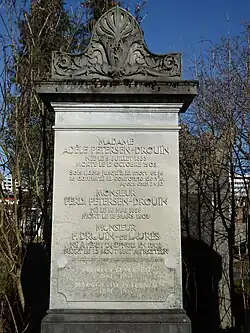 Ernst Karl Ferdinand Petersen-Drouin (1828–1908) Chemiker, Unternehmer. F. Drouin-de Laures (1802–1867). Grab auf dem Wolfgottesacker, Basel