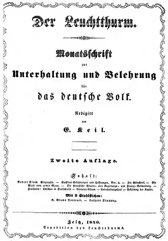 Erstausgabe der Zeitung Der Leuchtthurm 1846