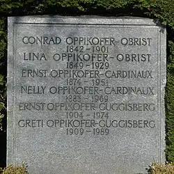 Ernst Oppikofer-Cardinaux (1874–1951) Arzt, Otorhinolaryngologe, Klinikleiter, Hochschullehrer. Autor. Nelly Oppikofer-Cardinaux (1883–1969). Grab, Friedhof am Hörnli