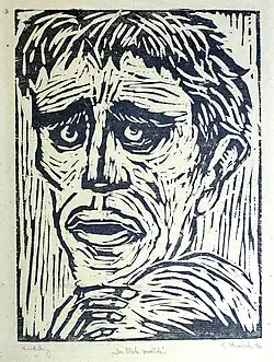 Der Blick zurück, Holzschnitt, 1946