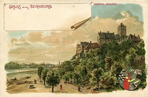 GRUSS aus BERNBURG, HERZOGL. SCHLOSS, Postkarte um 1900 von Erwin Spindler
