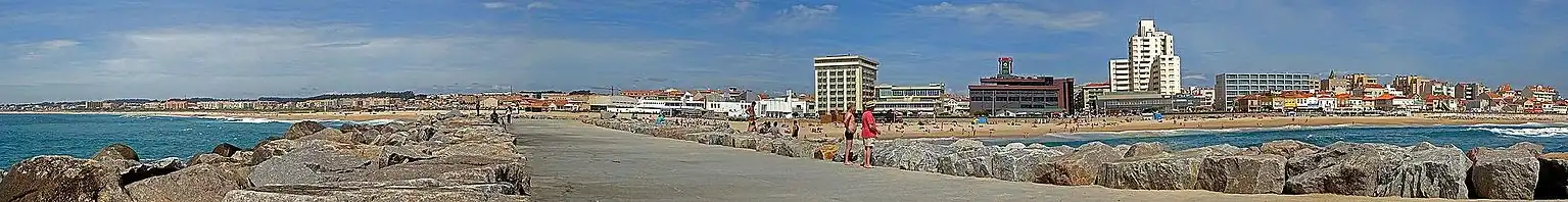 Panoramabild der Strandküste von Espinho