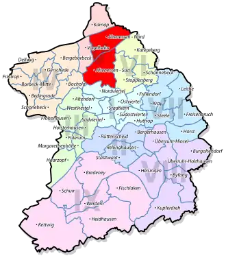 Lage von Altenessen im Stadtbezirk V Altenessen/Karnap/Vogelheim