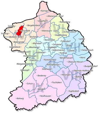 Lage von Gerschede im Stadtbezirk IV Borbeck