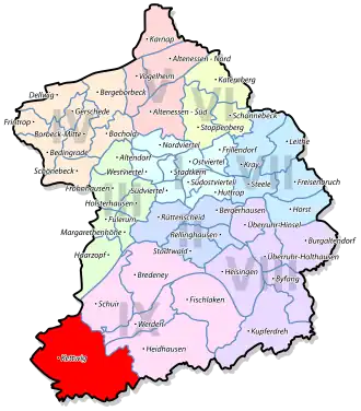 Lage von Kettwig im Stadtbezirk IX Werden/Kettwig/Bredeney