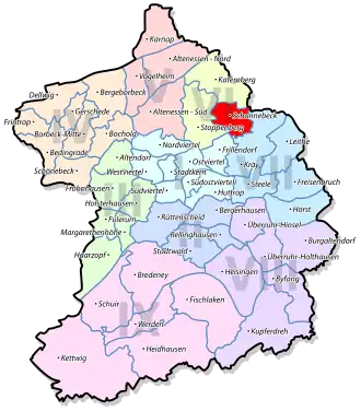 Lage von Schonnebeck im Stadtbezirk VI Katernberg/Schonnebeck/Stoppenberg