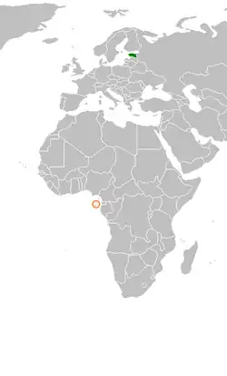 Lage von Estland und São Tomé und Príncipe