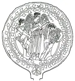 Eine Lasa (Mitte) als Schicksals- oder Unterweltgöttin