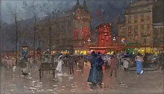 Le Moulin-Rouge, le soir, Gouache von Eugène Galien-Laloue um 1906