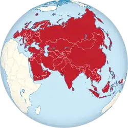 Lage Eurasiens auf einer Weltkarte