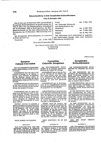 Das Abkommen im Deutschen Bundesgesetzblatt.