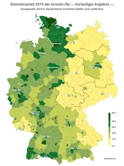 Stimmenanteil (%) 2019 – DIE GRÜNEN