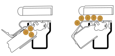 Munitionszufuhr mit Magazin (l.) und Gurt (r.)