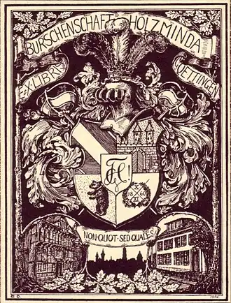 Jugendstil: Exlibris der Burschenschaft Holzminda Göttingen, um&nbsp;1910