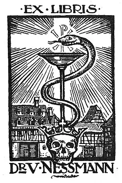 Henri Bacher: Exlibris für den Straßburger Arzt Victor Nessmann