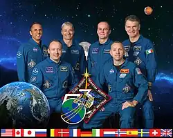 v.&nbsp;l.&nbsp;n.&nbsp;r.: Joseph Acaba, Alexander Missurkin, Mark Vande Hei, Sergei Rjasanski, Randolph Bresnik und Paolo Nespoli