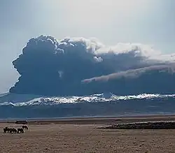 Eruptionssäule des explosiven Ausbruchs im Eyjafjallajökull (April&nbsp;2010)