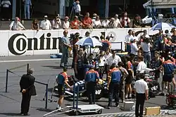 Der spätere Sieger Nigel Mansell im Line-Up vor dem Rennen